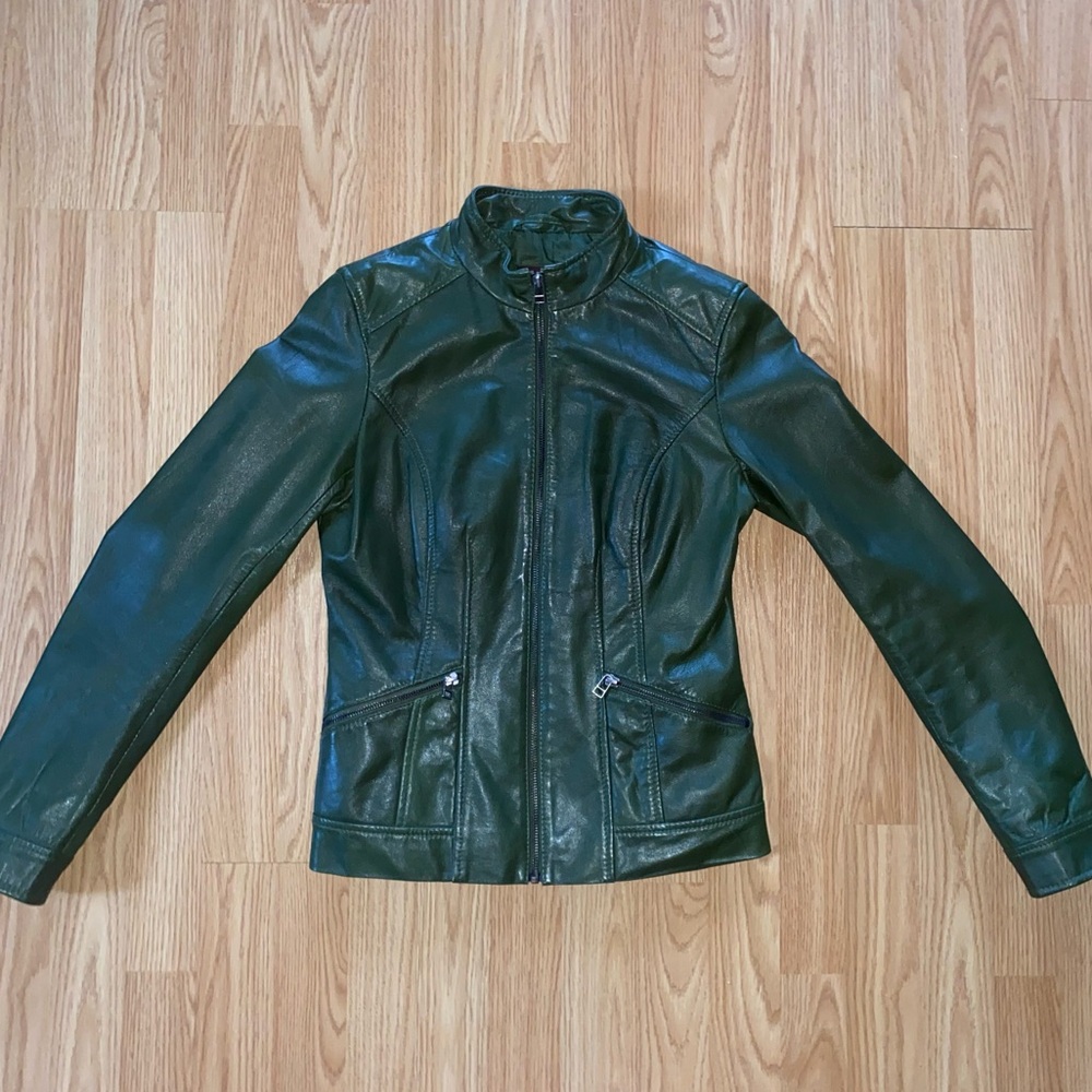 Women's Danier Vintage Green Genuine Leather Jacket, Style No. 71048